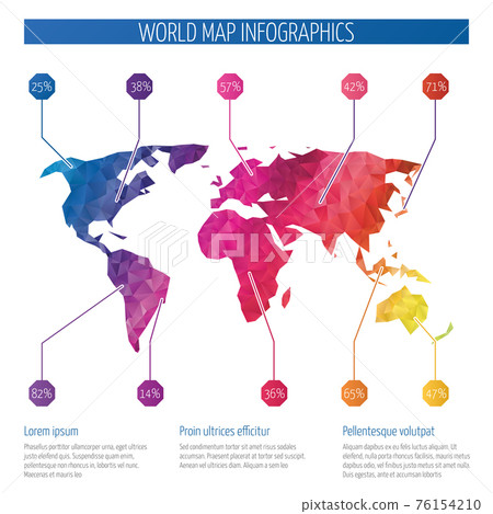 Origami world map, polygonal earth infographics 76154210