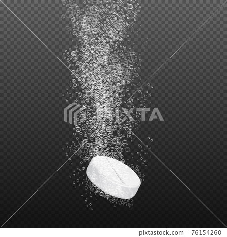 Soluble drug with fizzy trace isolated on background illustration 76154260
