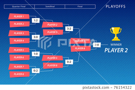 Decoration of playoffs schedule template on blue background. Creative Design Tournament Bracket. Decoration of playoffs schedule template on blue background. Creative Design Tournament Bracket. 76154322