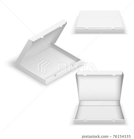 Realistic 3d empty pizza boxes isolated on white illustration Realistic 3d empty pizza boxes isolated on white illustration 76154335