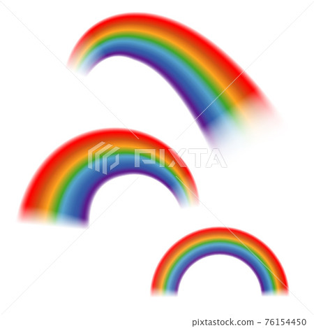 Set of bright rainbows isolated white background Set of bright rainbows isolated white background 76154450