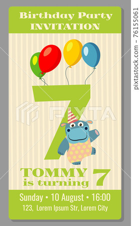 Kids birthday party invitation card illustration Kids birthday party invitation card illustration 76155061