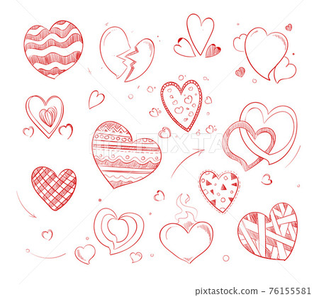 Hand drawn hearts doodle icons for wedding cards Hand drawn hearts doodle icons for wedding cards 76155581