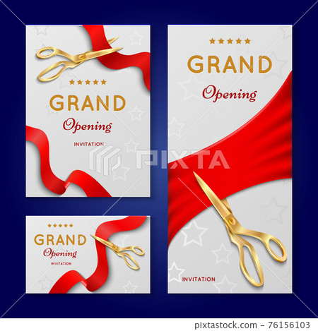 Grand Opening Ribbon Cutting With Scissors Stock Illustration