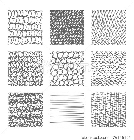 Hand drawn sketchy line textures, ink pen hatching set Hand drawn sketchy line textures, ink pen hatching set 76156105