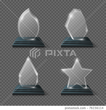 Realistic crystal trophy, glass awards set 76156114