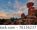 Sunset at Balanced Rock, Arches National Park, Utah, USA 76156237