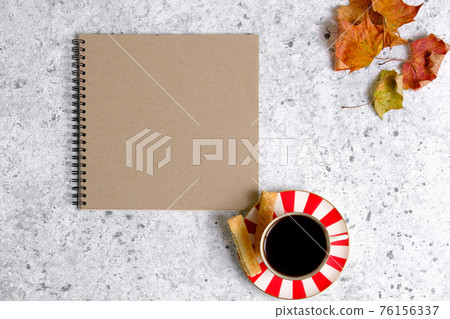 Coffee in a cup, cookies and notepad Coffee in a cup, cookies and notepad 76156337