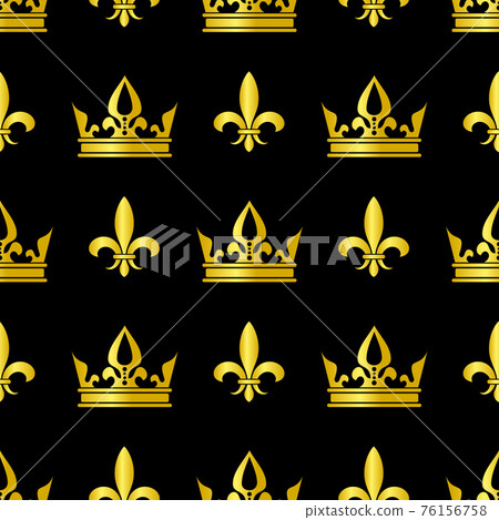 Golden crowns and fleur de lis seamless pattern Golden crowns and fleur de lis seamless pattern 76156758