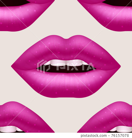 Realistic pink woman lips seamless pattern 76157078