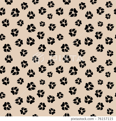 seamless pattern with dirty dog or wolf paw footprints 76157115