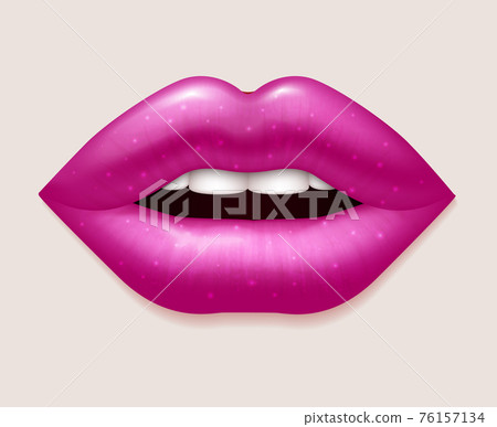 Realistic pink woman lips 76157134