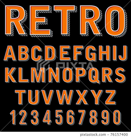 Vintage 3 dimensional typeset, retro font, letters and numbers, decorative type, cartoon alphabet 76157400