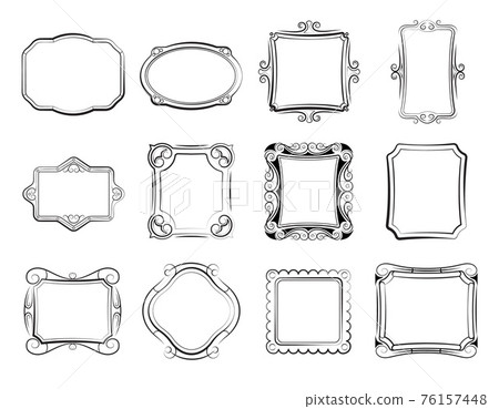 Vintage doodle picture frames, hand drawn photoframes set 76157448