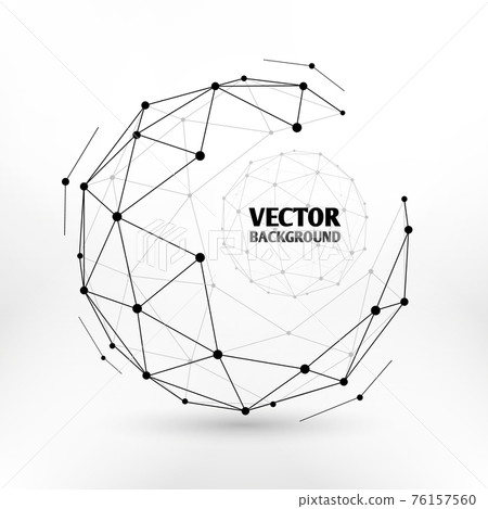Broken connection network 3d polygon wireframe sphere technology illustration 76157560