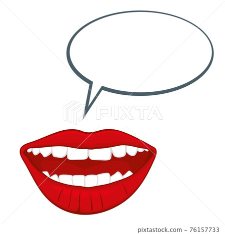 Open womans mouth with speech bubble illustration Open womans mouth with speech bubble illustration 76157733