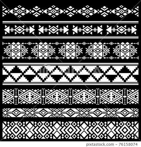 Mexican, american tribal art decor brushes, borders 76158074