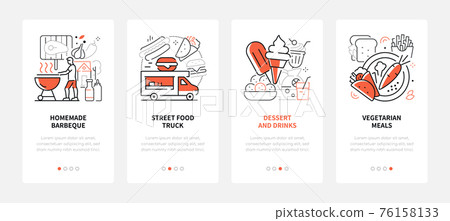 Street food - modern line design style web banners Street food - modern line design style web banners 76158133