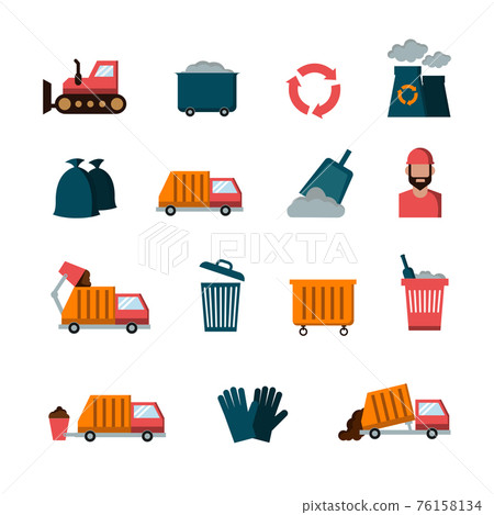 Recycling and waste flat icons 76158134