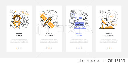 Space exploration - modern line design style web banners 76158135