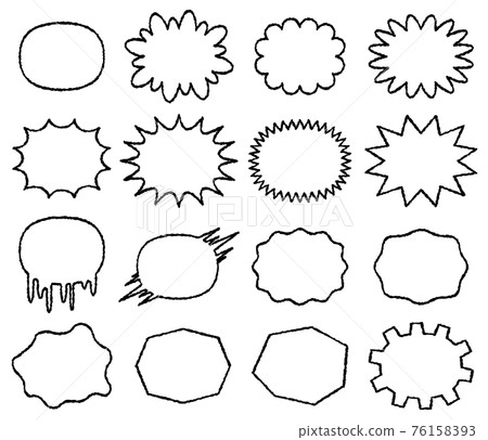 Balloon set without tail (small label for horizontal writing) Handwritten style line drawing Balloon set without tail (small label for horizontal writing) Handwritten style line drawing 76158393