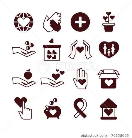 Charity hands, care and protection, fundraising service, donation, nonprofit organization, affection icons 76158665