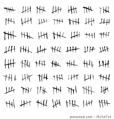 Tally marks, counting waiting number isolated on white wall 76158714