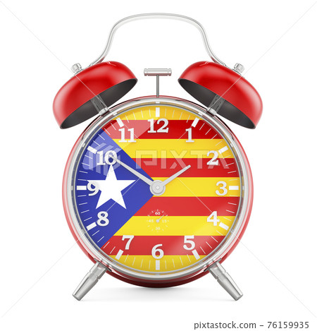 Alarm clock with flag of Catalonia, 3D rendering Alarm clock with flag of Catalonia, 3D rendering 76159935