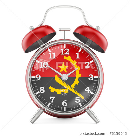 Alarm clock with flag of Angola, 3D rendering 76159943