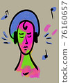 Drawn face of a person on beige background, illustration 76160657