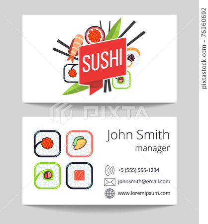 Japanese sushi bar business card template 76160692