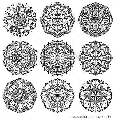 Indian meditation mandala patterns set Indian meditation mandala patterns set 76160716