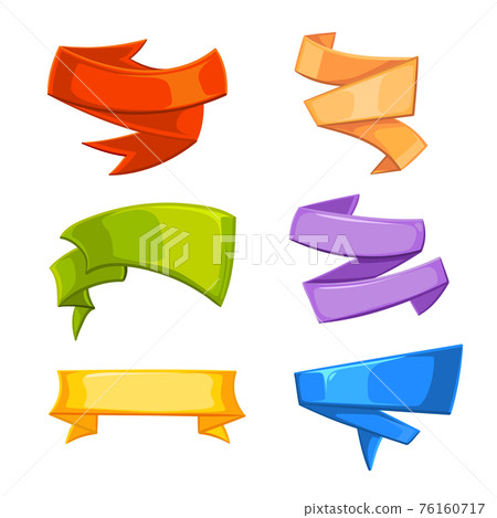 Cartoon curling retro blank ribbon banners set for ui game Cartoon curling retro blank ribbon banners set for ui game 76160717