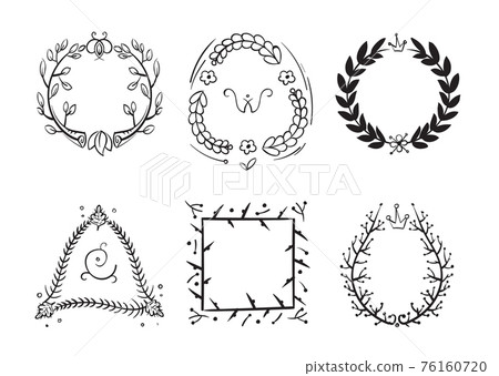 Doodle rustic branch frames, hand drawn nature swirl tree decorative border 76160720