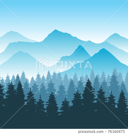 Abstract hiking adventure background with mountain and forest Abstract hiking adventure background with mountain and forest 76160875
