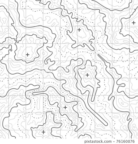 Topographic map background with mountain texture and grid. 76160876