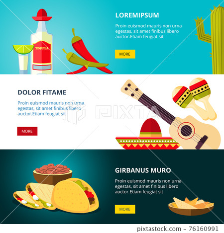 Tasty mexican traditional cuisine food restaurant banners set Tasty mexican traditional cuisine food restaurant banners set 76160991