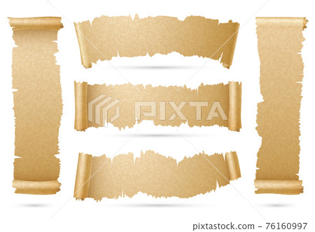 Vertical and horizontal old paper scroll ribbon banners set Vertical and horizontal old paper scroll ribbon banners set 76160997