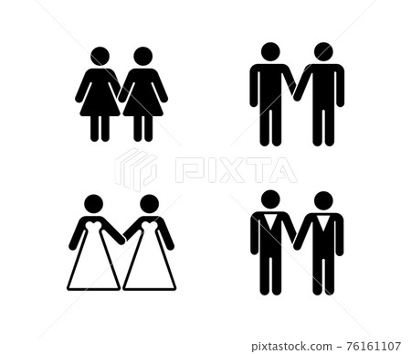 gay wedding icons set white gay wedding icons set white 76161107