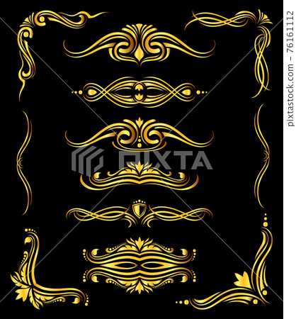 Golden ornate borders and corner elements over black Golden ornate borders and corner elements over black 76161112