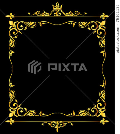 Golden ornate royal fleur de lys frame black background Golden ornate royal fleur de lys frame black background 76161153
