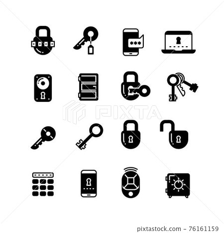 Key and lock, web access security, safe internet icons 76161159