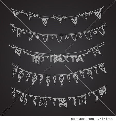 Celebration holiday garland lamps, christmas and wedding decoration on chalkboard stock 76161200
