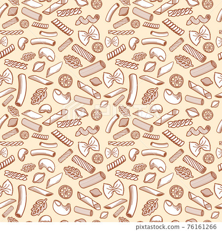 Hand drawn italian cuisine pasta seamless pattern 76161266