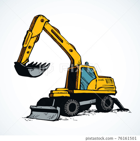 One single line drawing of excavator for digging soil vector wall mural •  murals web, doodle, background | myloview.com