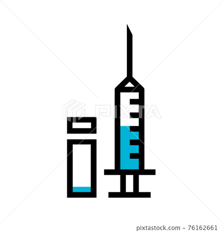 Flat illustration of medical syringe with medicine or vaccine Flat illustration of medical syringe with medicine or vaccine 76162661