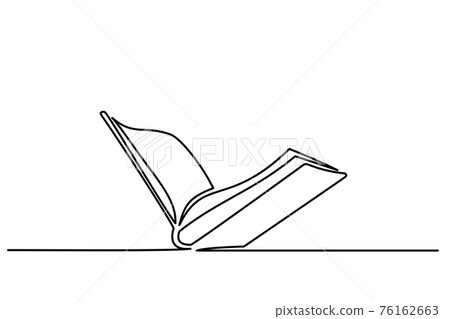 Opened book icon logo. Continuous one line drawing 76162663