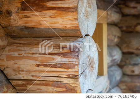 corner of log house traditional building europe close up corner of log house traditional building europe close up 76163406