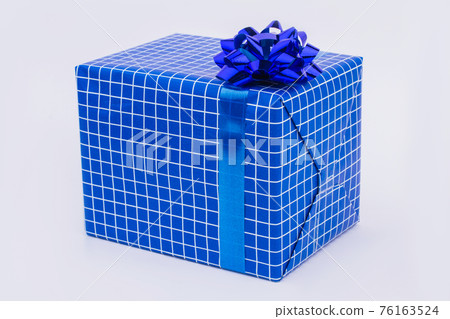 Blue gift box with white decor. Blue gift box with white decor. 76163524