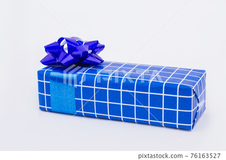 Festive dark blue gift box. Festive dark blue gift box. 76163527